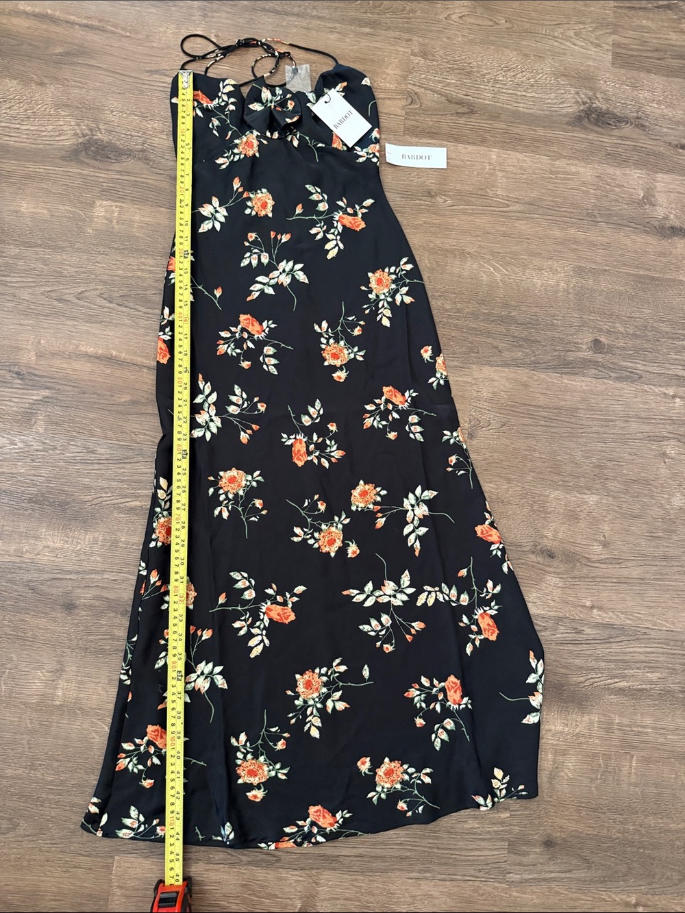 Bardot Black Maxi Skirt with Orange Floral Print